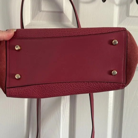 Coach Pink Rouge Faye Crossbody Bag with Top Handle Mixed Material Suede Leather - Picture 7 of 14